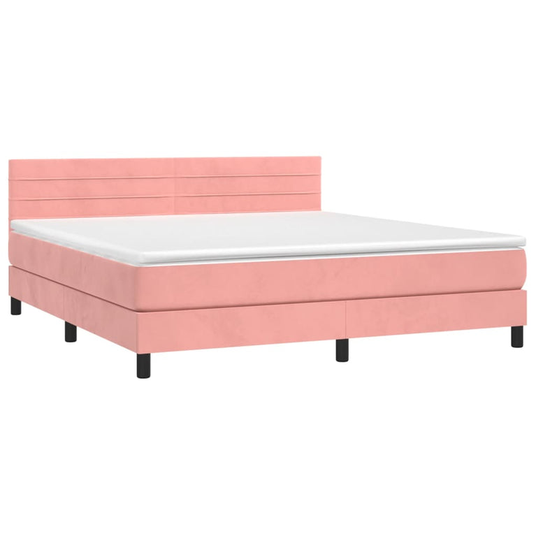 Boxspring met matras fluweel roze 160x200 cm