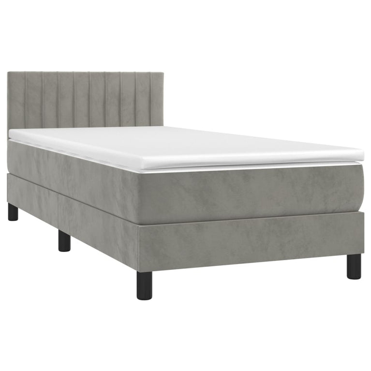 Boxspring met matras fluweel lichtgrijs 80x200 cm