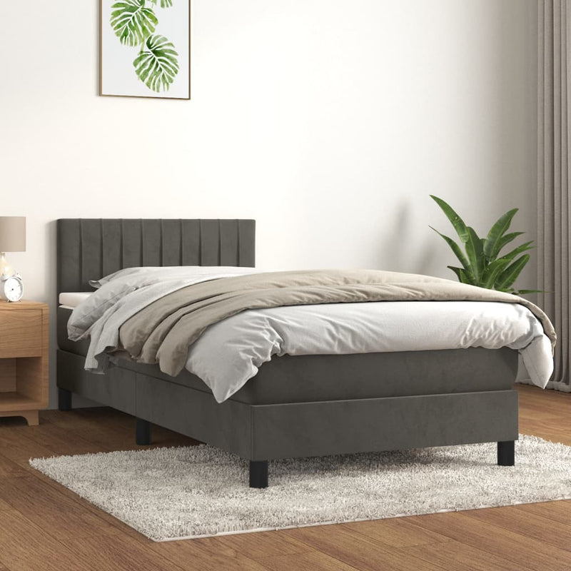 Boxspring met matras fluweel donkergrijs 80x200 cm