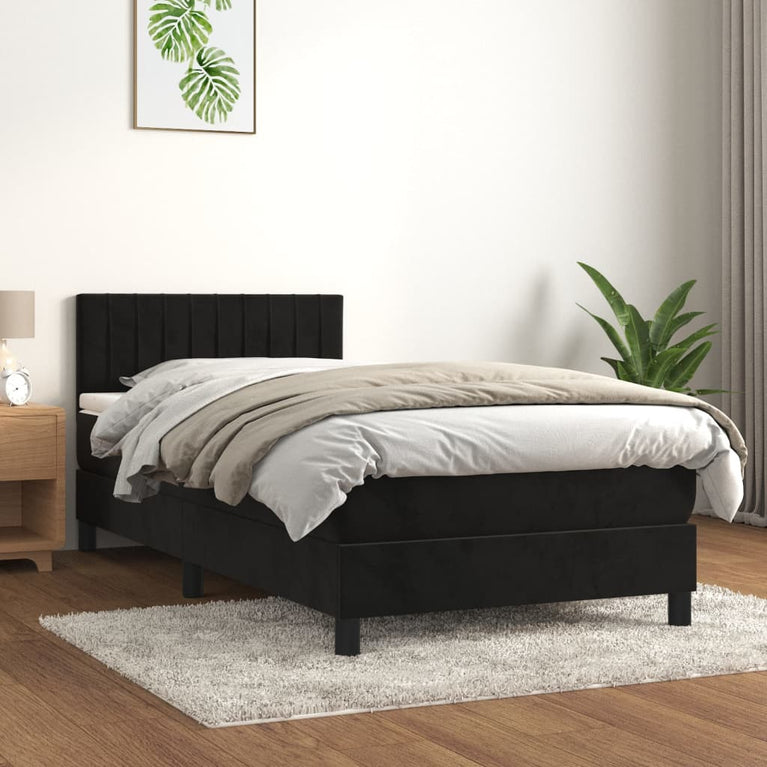 Boxspring met matras fluweel zwart 80x200 cm