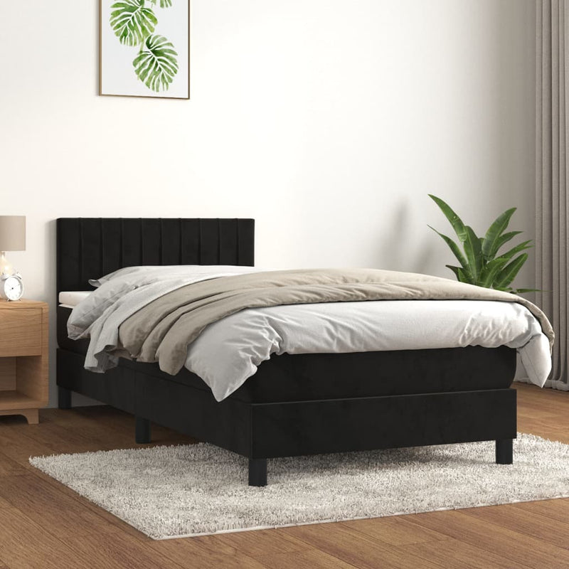 Boxspring met matras fluweel zwart 80x200 cm