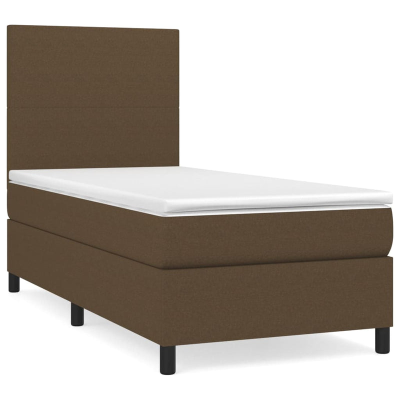 Boxspring met matras stof donkerbruin 90x200 cm