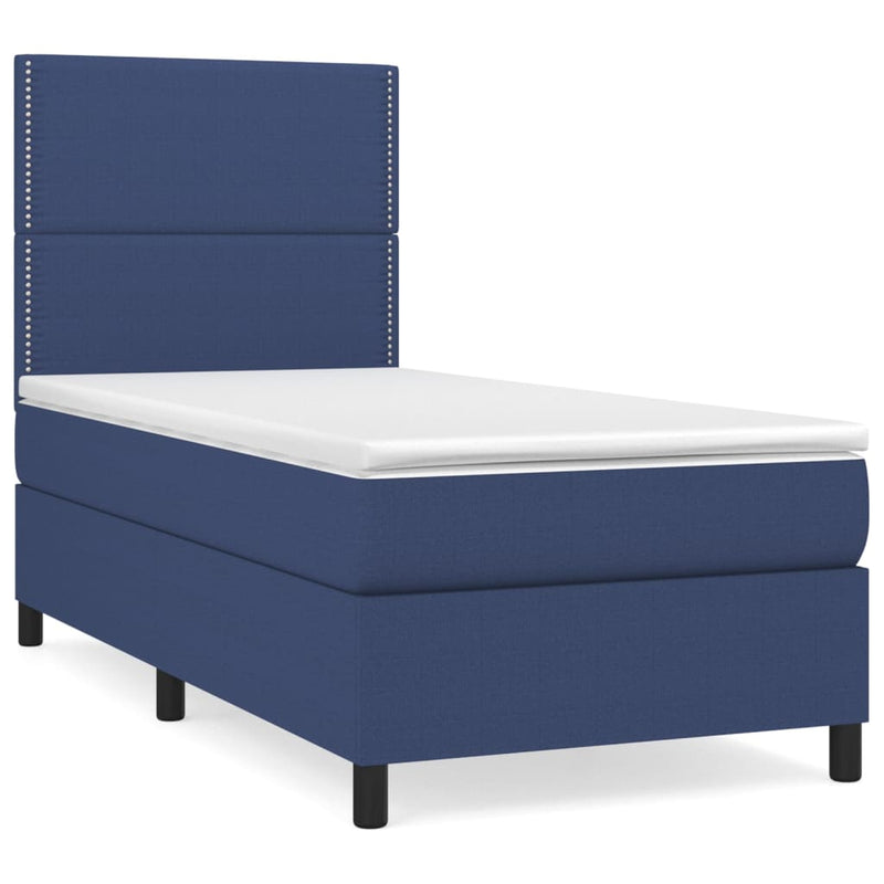 Boxspring met matras stof blauw 100x200 cm