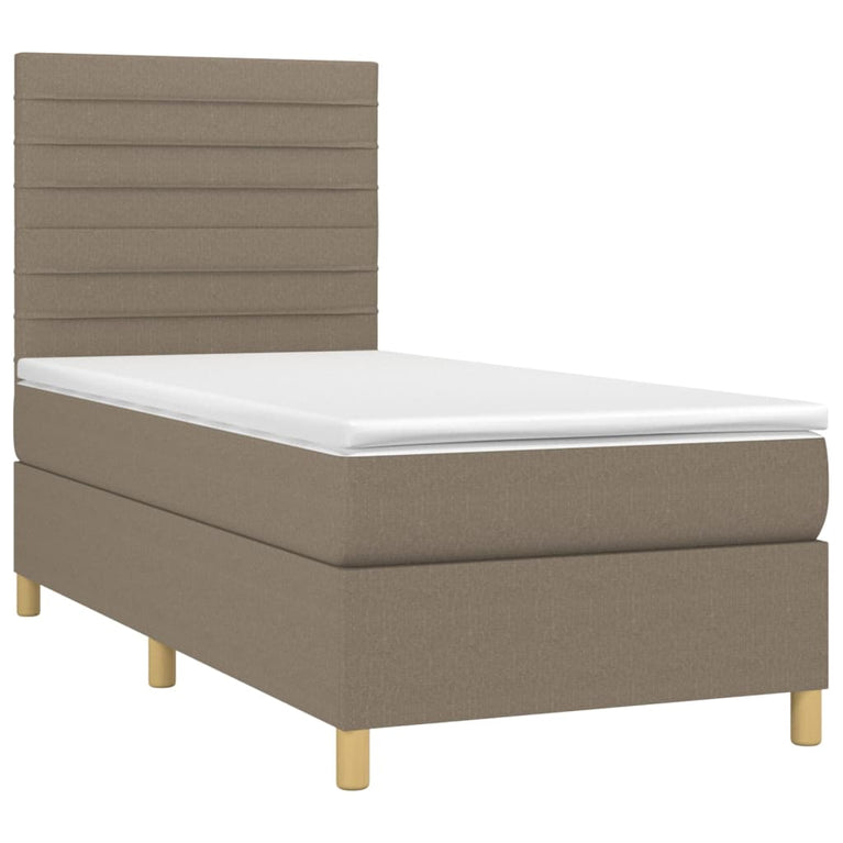 Boxspring met matras stof taupe 100x200 cm