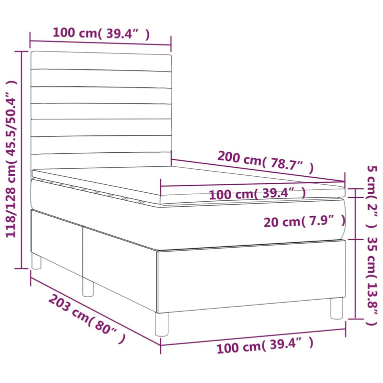 Boxspring met matras stof taupe 100x200 cm