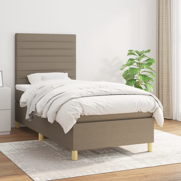 Boxspring met matras stof taupe 100x200 cm