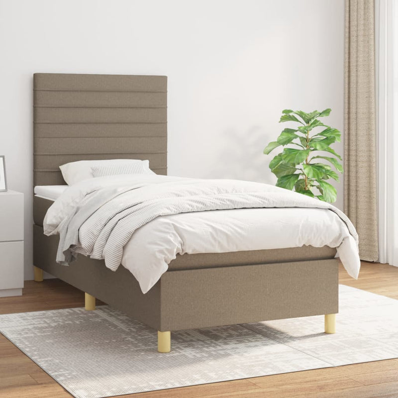 Boxspring met matras stof taupe 100x200 cm