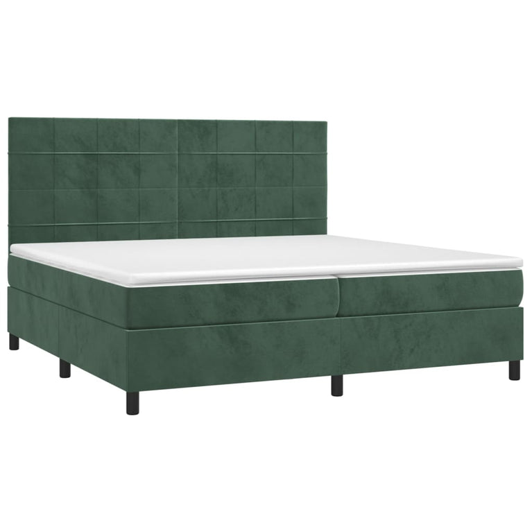 Boxspring met matras fluweel donkergroen 200x200 cm