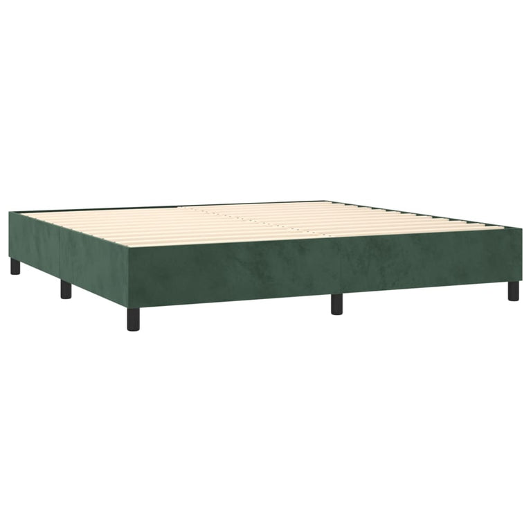 Boxspring met matras fluweel donkergroen 200x200 cm