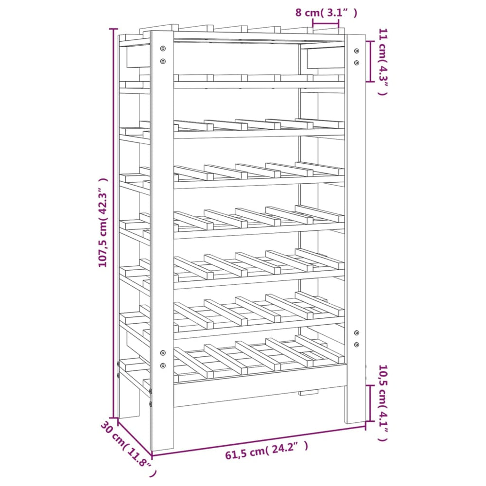 Wijnrek 61,5x30x107,5 cm massief grenenhout MeubelReus