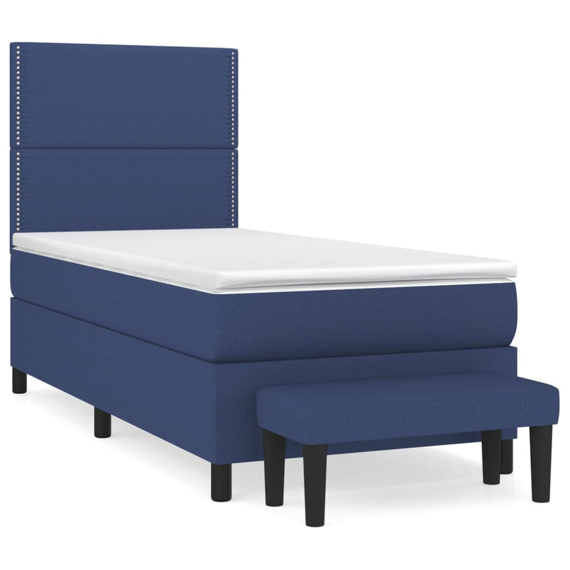 Boxspring met matras stof blauw 100x200 cm