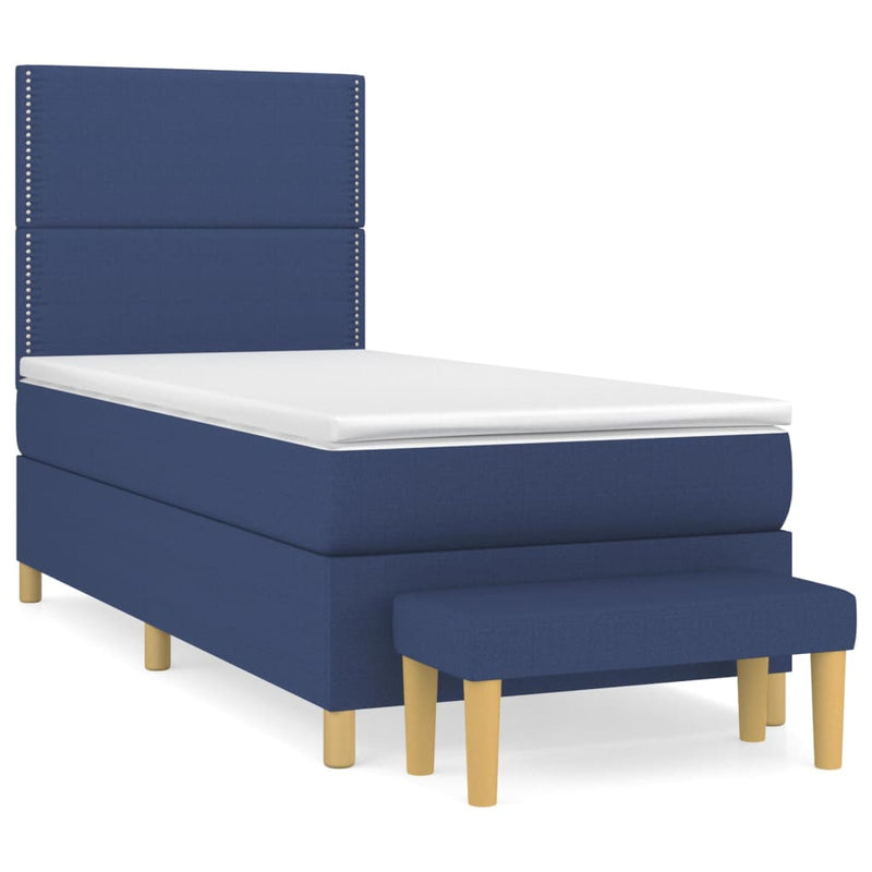 Boxspring met matras stof blauw 100x200 cm