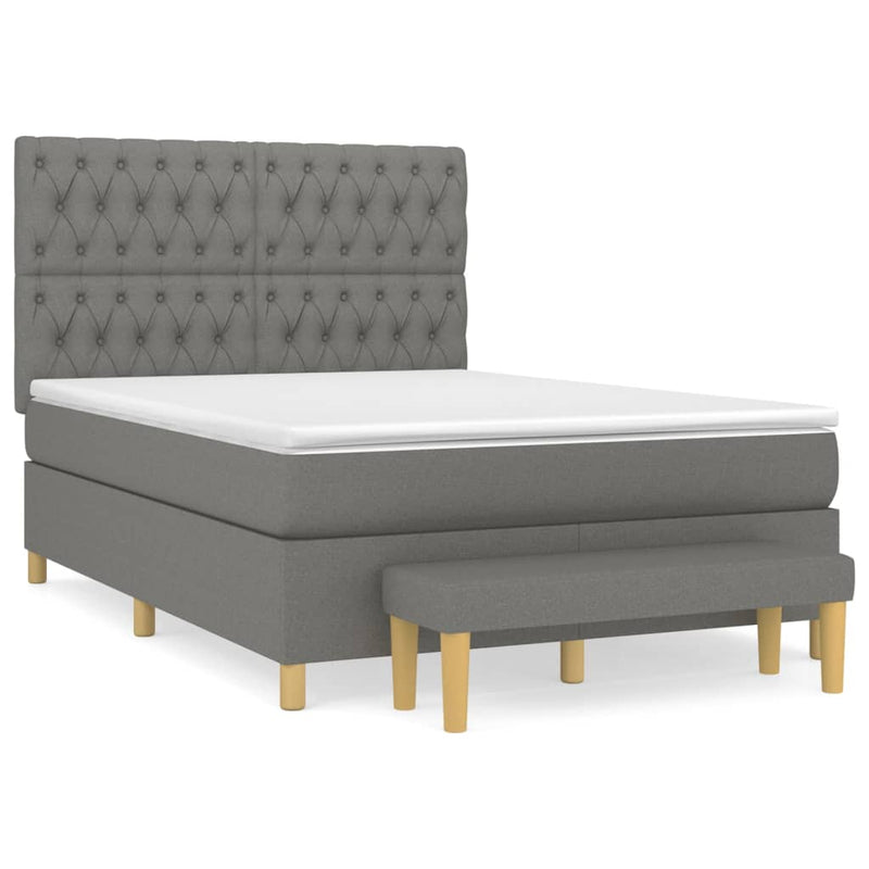 Boxspring met matras stof donkergrijs 140x200 cm