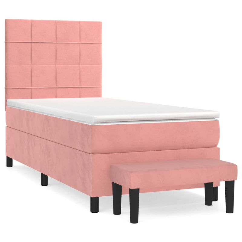 Boxspring met matras fluweel roze 90x190 cm