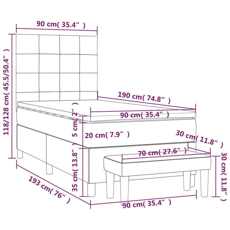 Boxspring met matras fluweel roze 90x190 cm