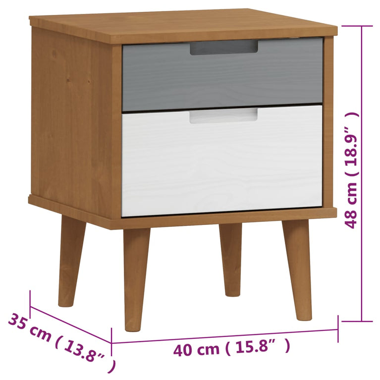 Nachtkastje MOLDE 40x35x48 cm massief grenenhout bruin MeubelReus