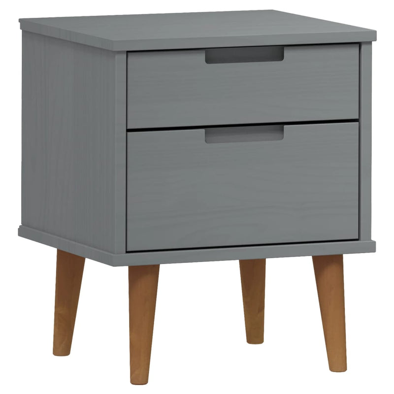 Nachtkastje MOLDE 40x35x48 cm massief grenenhout grijs MeubelReus
