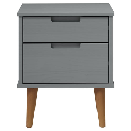 Nachtkastje MOLDE 40x35x48 cm massief grenenhout grijs MeubelReus