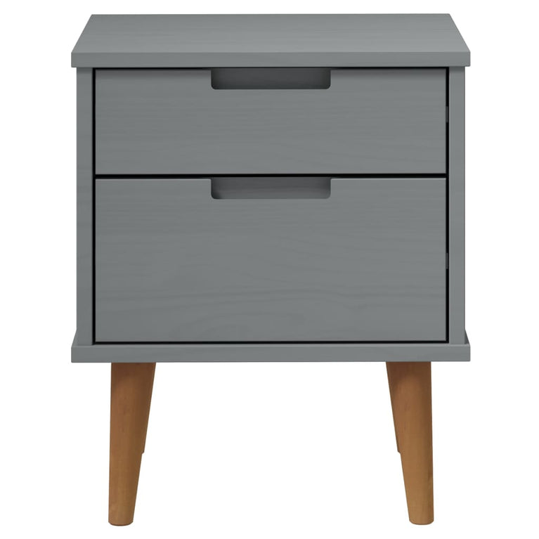 Nachtkastje MOLDE 40x35x48 cm massief grenenhout grijs MeubelReus