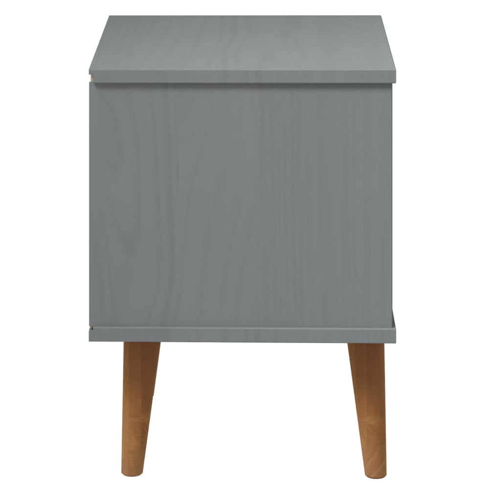 Nachtkastje MOLDE 40x35x48 cm massief grenenhout grijs MeubelReus