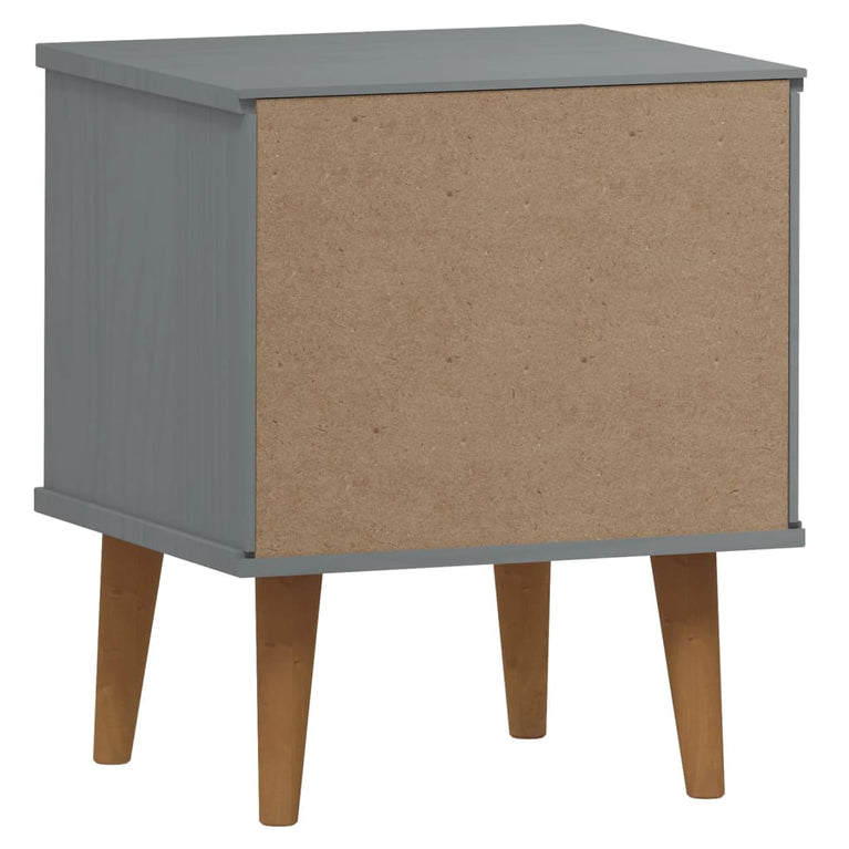 Nachtkastje MOLDE 40x35x48 cm massief grenenhout grijs MeubelReus