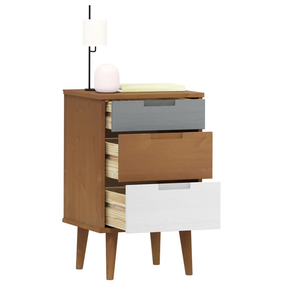 Nachtkastje MOLDE 40x35x65 cm massief grenenhout bruin MeubelReus