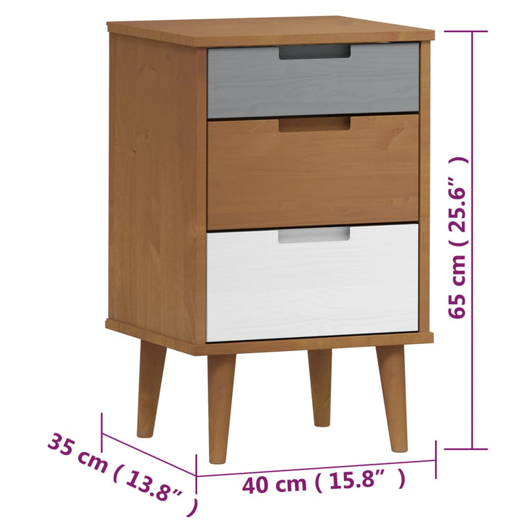 Nachtkastje MOLDE 40x35x65 cm massief grenenhout bruin MeubelReus