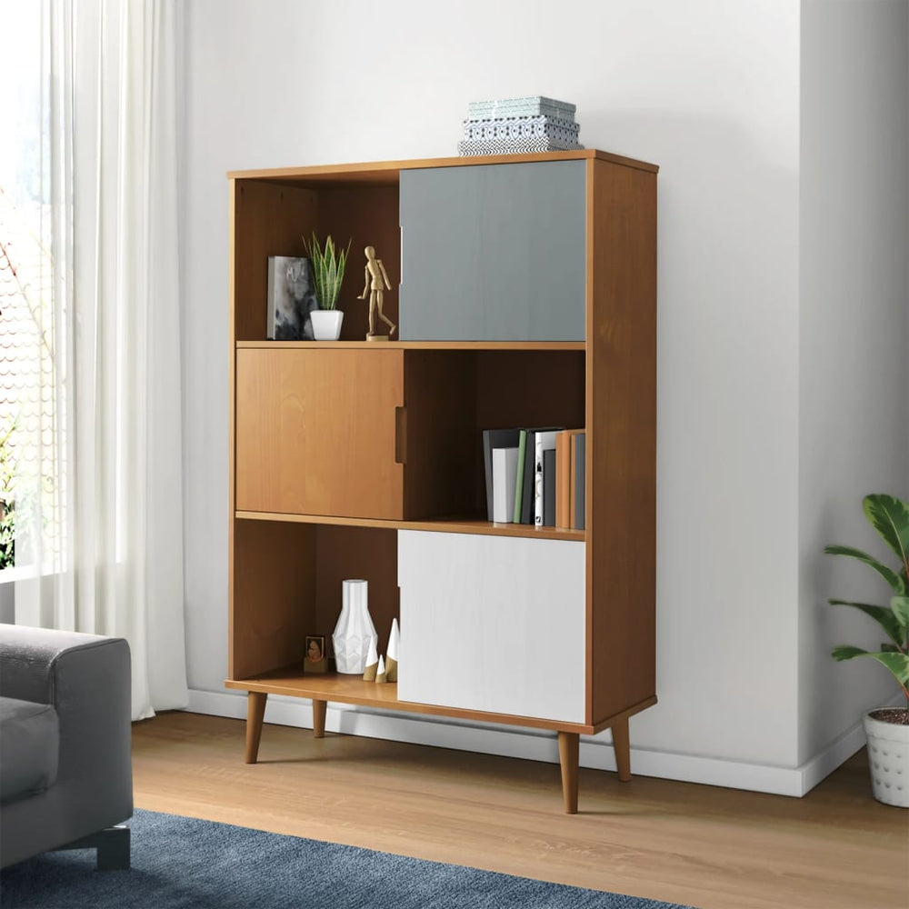 Boekenkast MOLDE 90x35x133,5 cm massief grenenhout bruin MeubelReus