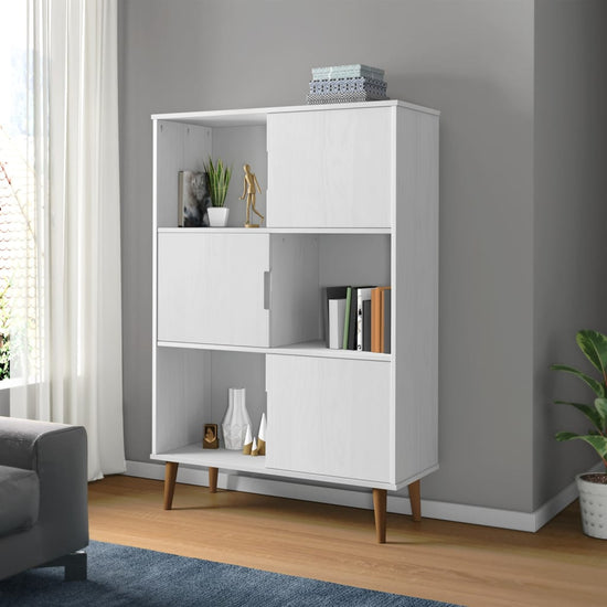 Boekenkast MOLDE 90x35x133,5 cm massief grenenhout wit MeubelReus