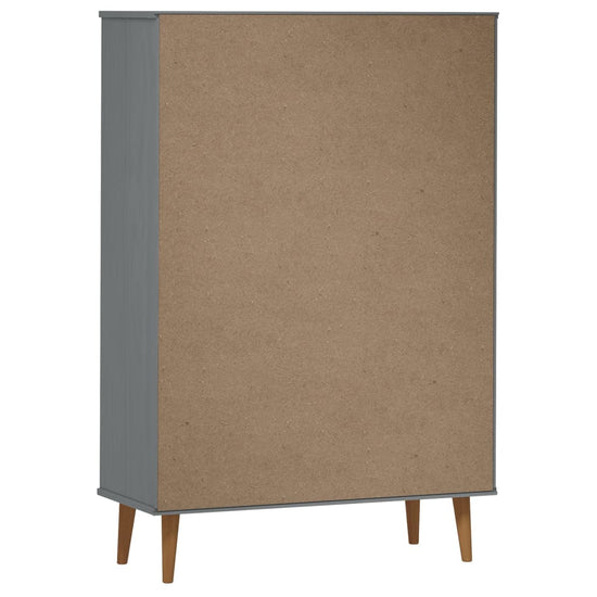 Boekenkast MOLDE 90x35x133,5 cm massief grenenhout grijs MeubelReus