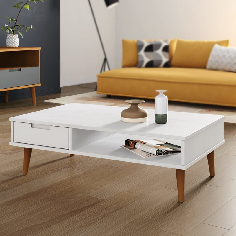 Salontafel MOLDE 100x55x31 cm massief grenenhout wit MeubelReus
