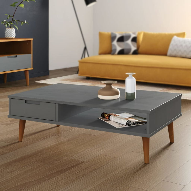 Salontafel MOLDE 100x55x31 cm massief grenenhout grijs MeubelReus