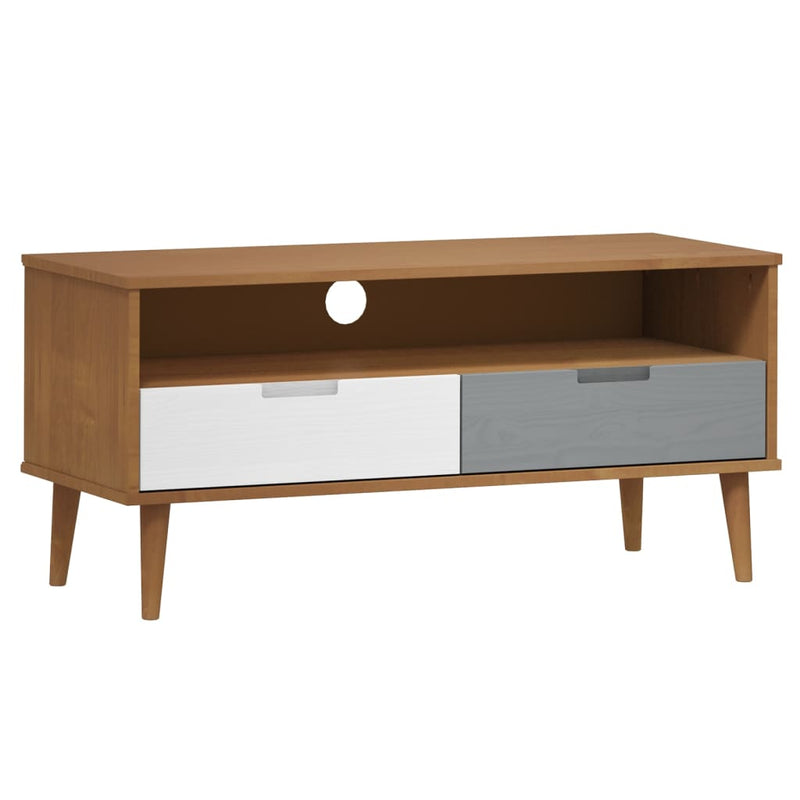 Tv-meubel MOLDE 106x40x49 cm massief grenenhout bruin MeubelReus