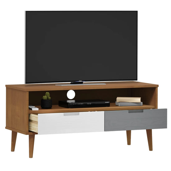 Tv-meubel MOLDE 106x40x49 cm massief grenenhout bruin MeubelReus