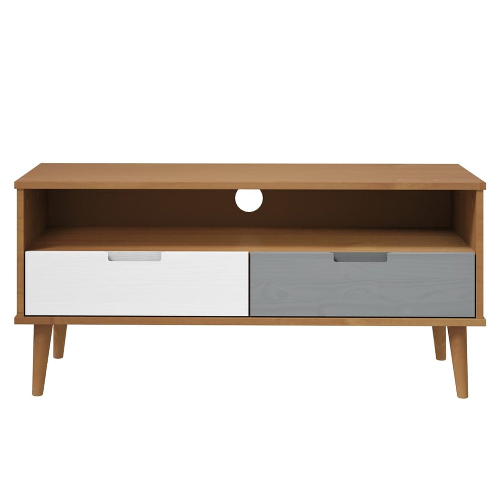 Tv-meubel MOLDE 106x40x49 cm massief grenenhout bruin MeubelReus