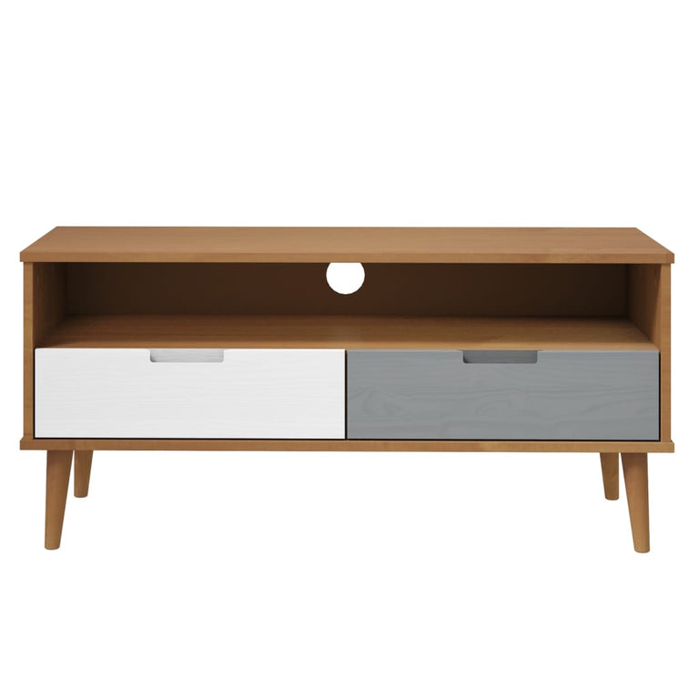 Tv-meubel MOLDE 106x40x49 cm massief grenenhout bruin MeubelReus