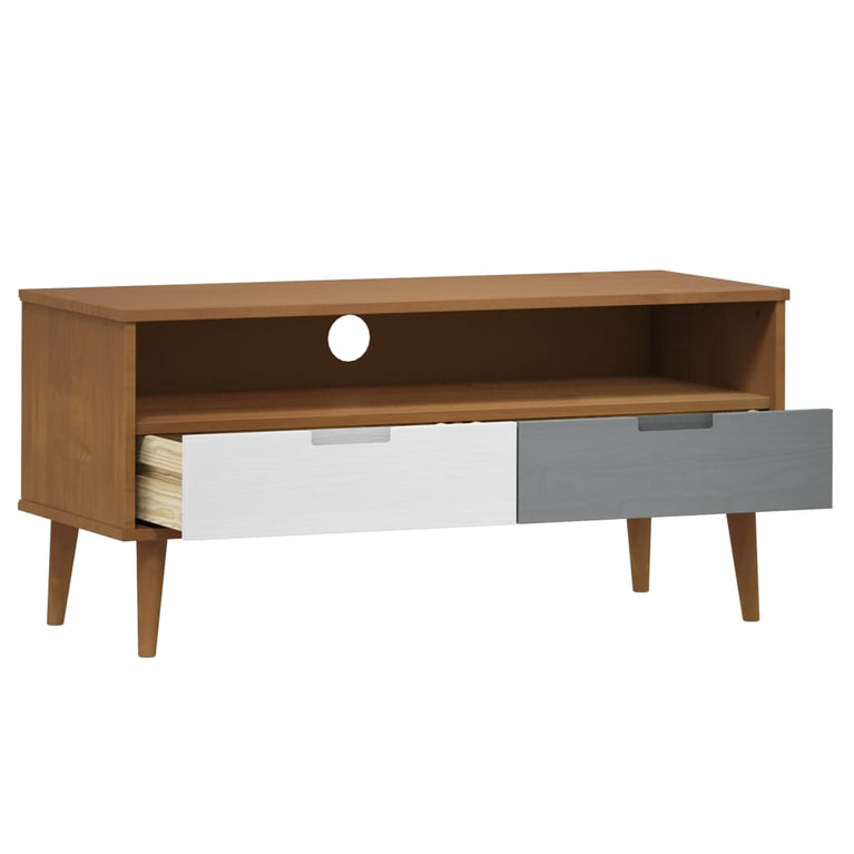 Tv-meubel MOLDE 106x40x49 cm massief grenenhout bruin MeubelReus