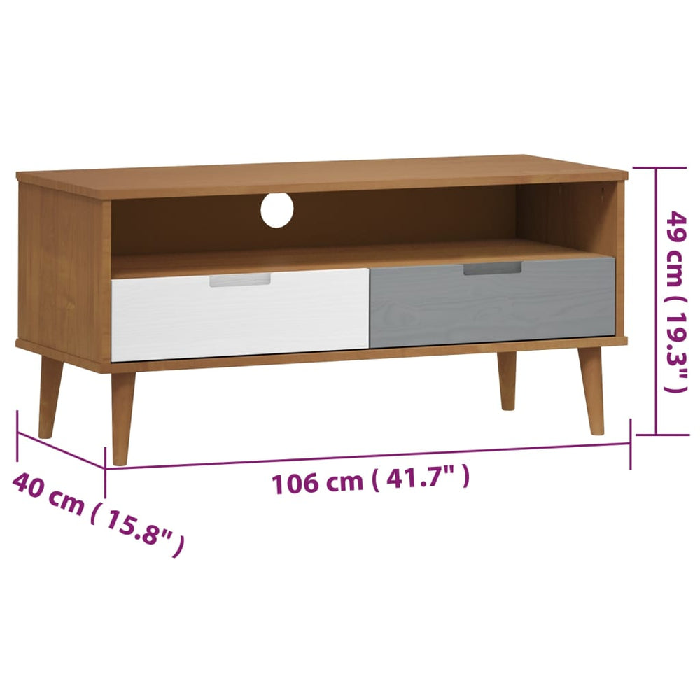 Tv-meubel MOLDE 106x40x49 cm massief grenenhout bruin MeubelReus