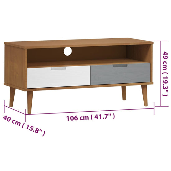 Tv-meubel MOLDE 106x40x49 cm massief grenenhout bruin MeubelReus