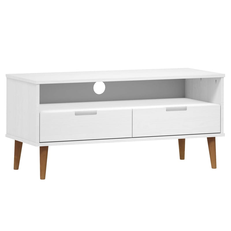 Tv-meubel MOLDE 106x40x49 cm massief grenenhout wit MeubelReus