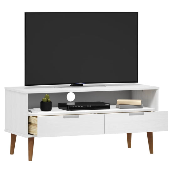 Tv-meubel MOLDE 106x40x49 cm massief grenenhout wit MeubelReus