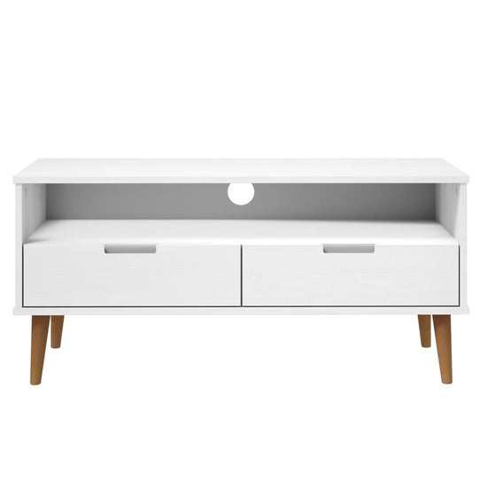 Tv-meubel MOLDE 106x40x49 cm massief grenenhout wit MeubelReus