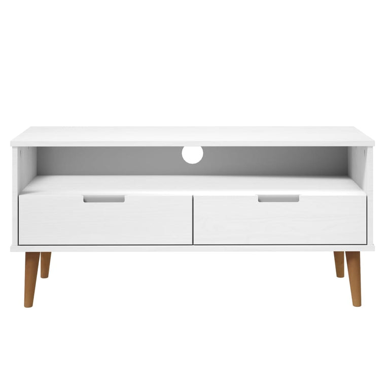 Tv-meubel MOLDE 106x40x49 cm massief grenenhout wit MeubelReus