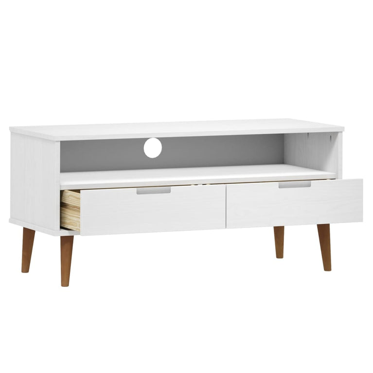 Tv-meubel MOLDE 106x40x49 cm massief grenenhout wit MeubelReus