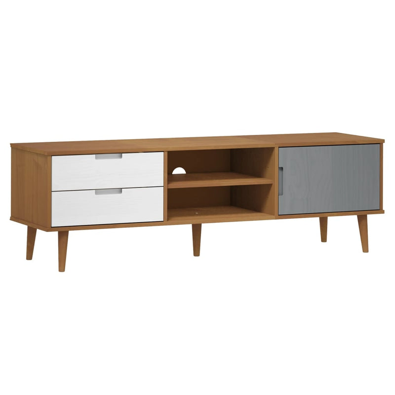 Tv-meubel MOLDE 158x40x49 cm massief grenenhout bruin MeubelReus