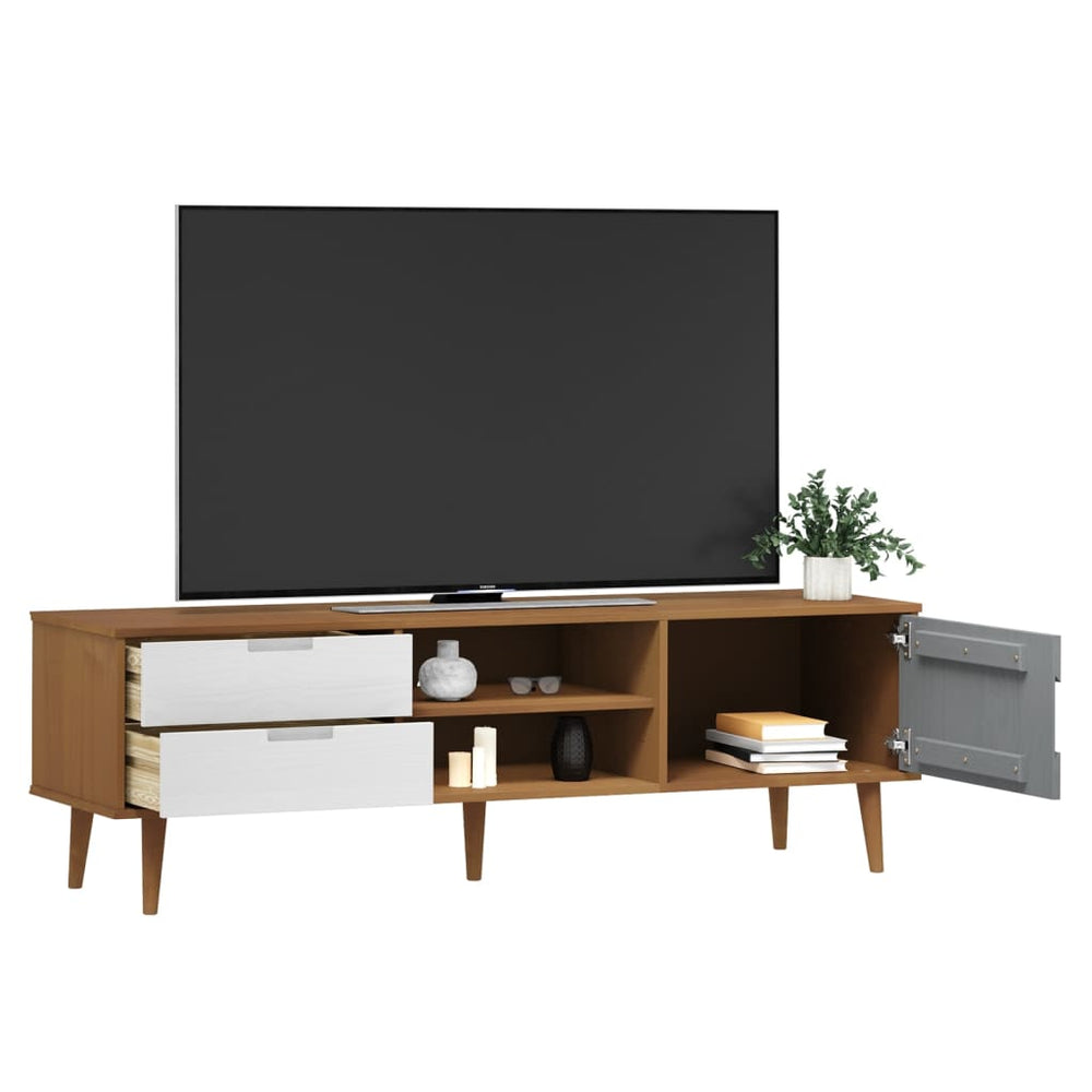 Tv-meubel MOLDE 158x40x49 cm massief grenenhout bruin MeubelReus
