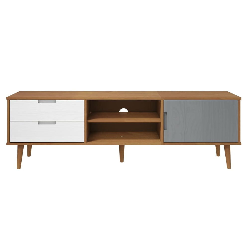 Tv-meubel MOLDE 158x40x49 cm massief grenenhout bruin MeubelReus