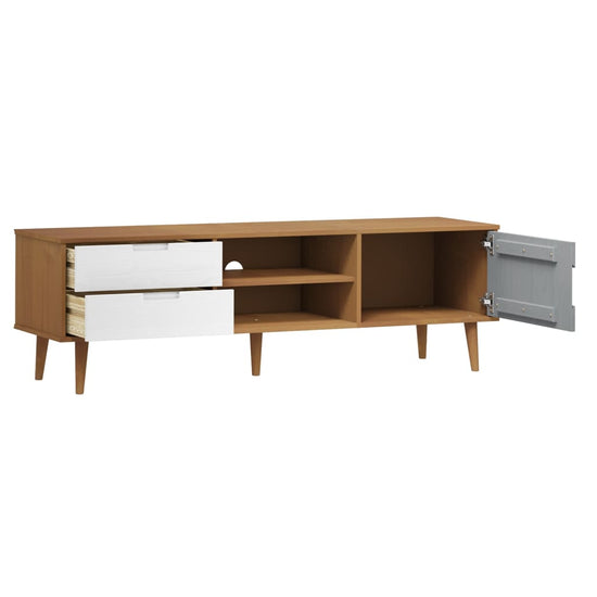 Tv-meubel MOLDE 158x40x49 cm massief grenenhout bruin MeubelReus