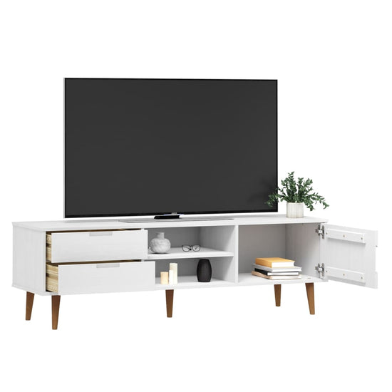 Tv-meubel MOLDE 158x40x49 cm massief grenenhout wit MeubelReus
