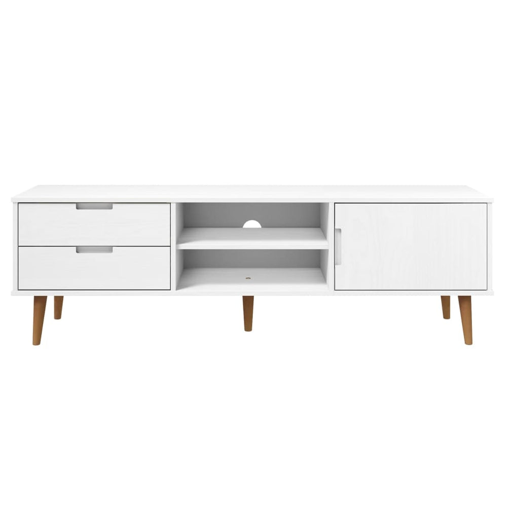 Tv-meubel MOLDE 158x40x49 cm massief grenenhout wit MeubelReus